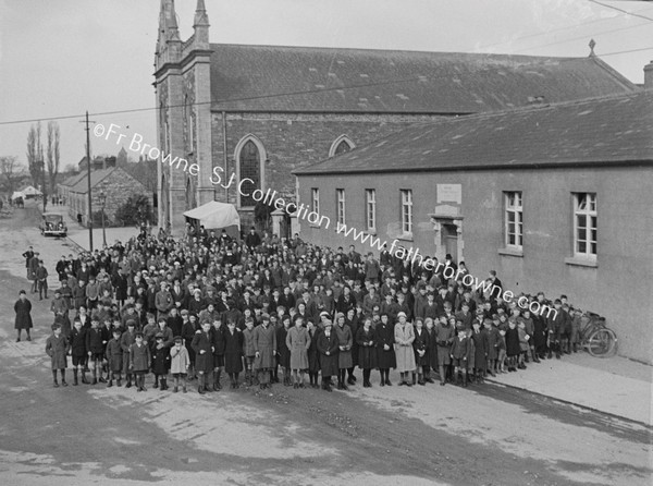 MISSION SCENE CHILDREN OUTSIDE CHURCH